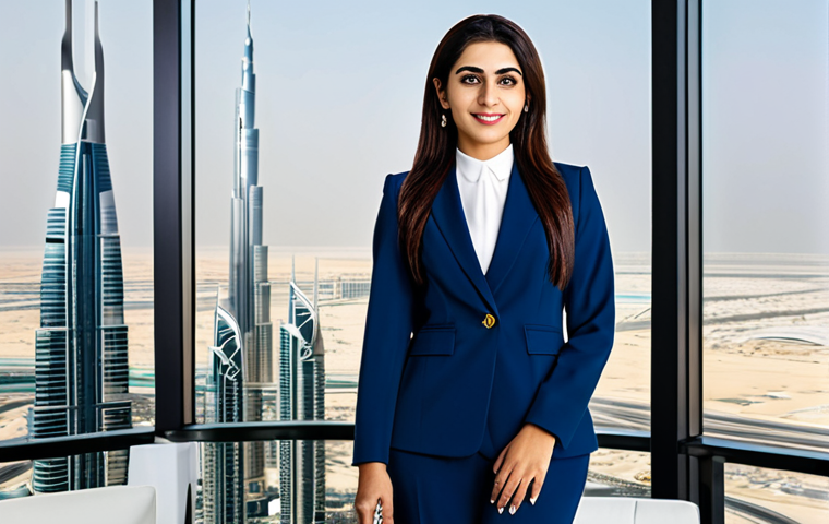 **
"A successful Arab businesswoman in a stylish, modest business suit, standing in a modern office overlooking a panoramic view of Dubai, fully clothed, appropriate attire, safe for work, perfect anatomy, natural proportions, professional corporate photography, high quality, family-friendly."
**