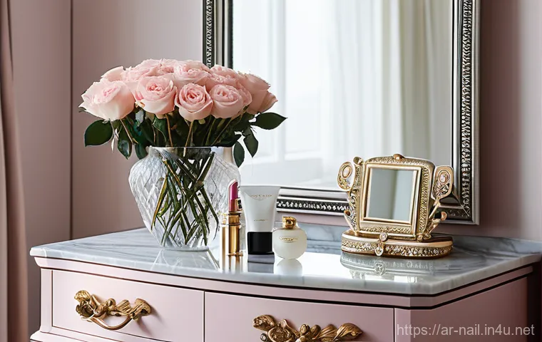 손톱 모양별 네일 디자인 추천 - **Prompt:** "A close-up, highly detailed portrait of a graceful woman in her late 20s, with a gentle...