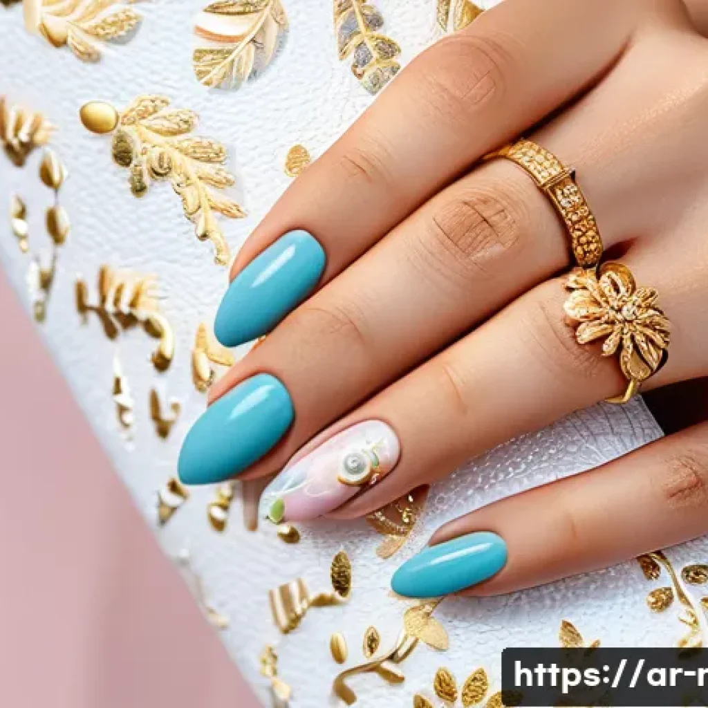 다양한 네일 데칼 사용법 - **Prompt 1: Elegant Everyday Nail Stickers**
    "A close-up shot of a graceful Arab woman's hands, ...