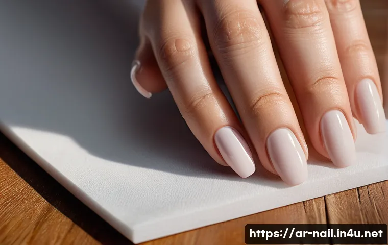 초보자를 위한 네일아트 팁 - A close-up shot of elegant, well-manicured hands with healthy, neatly filed nails. The nails appear ...